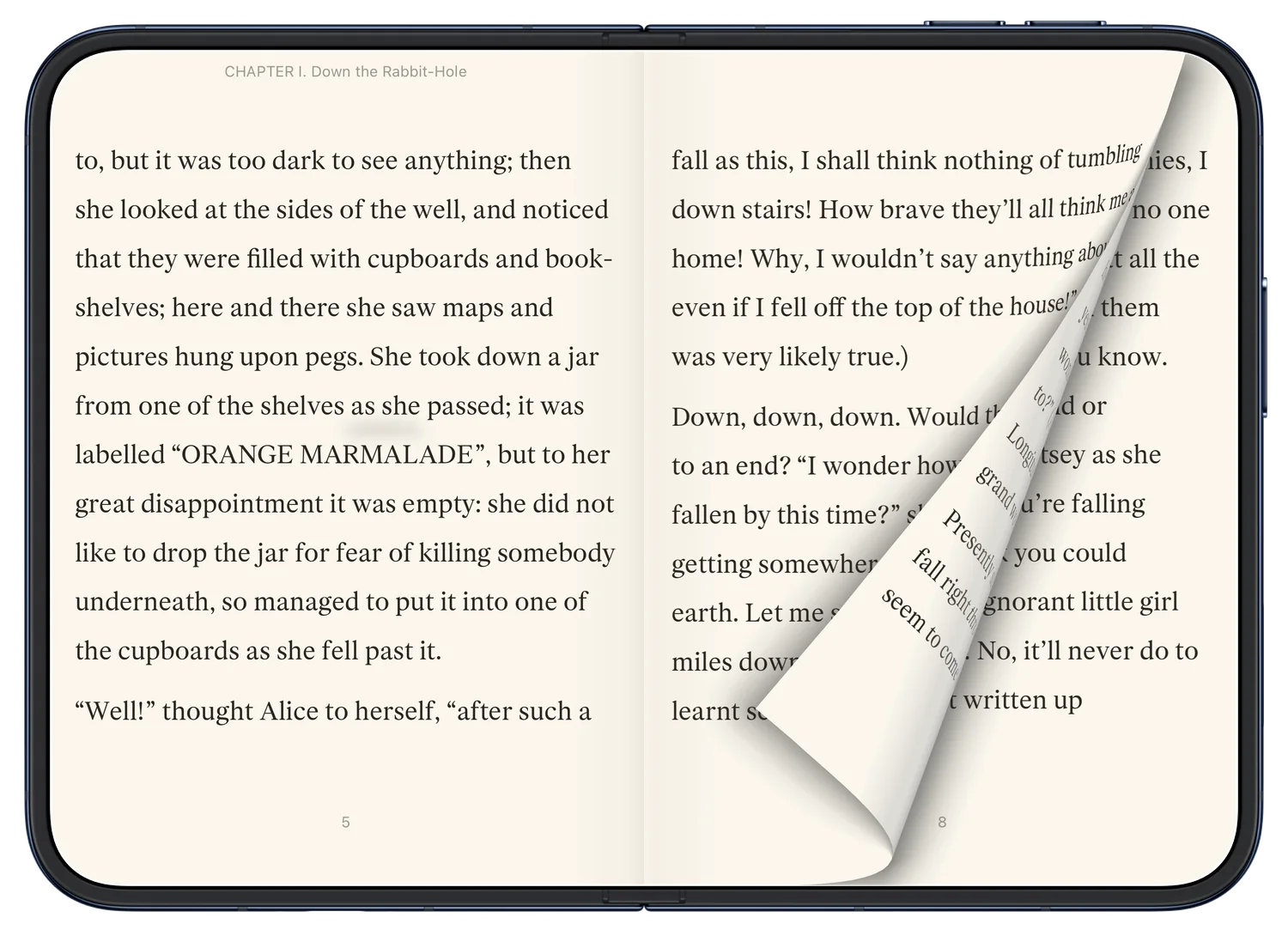 A page curling on iPhone Duo