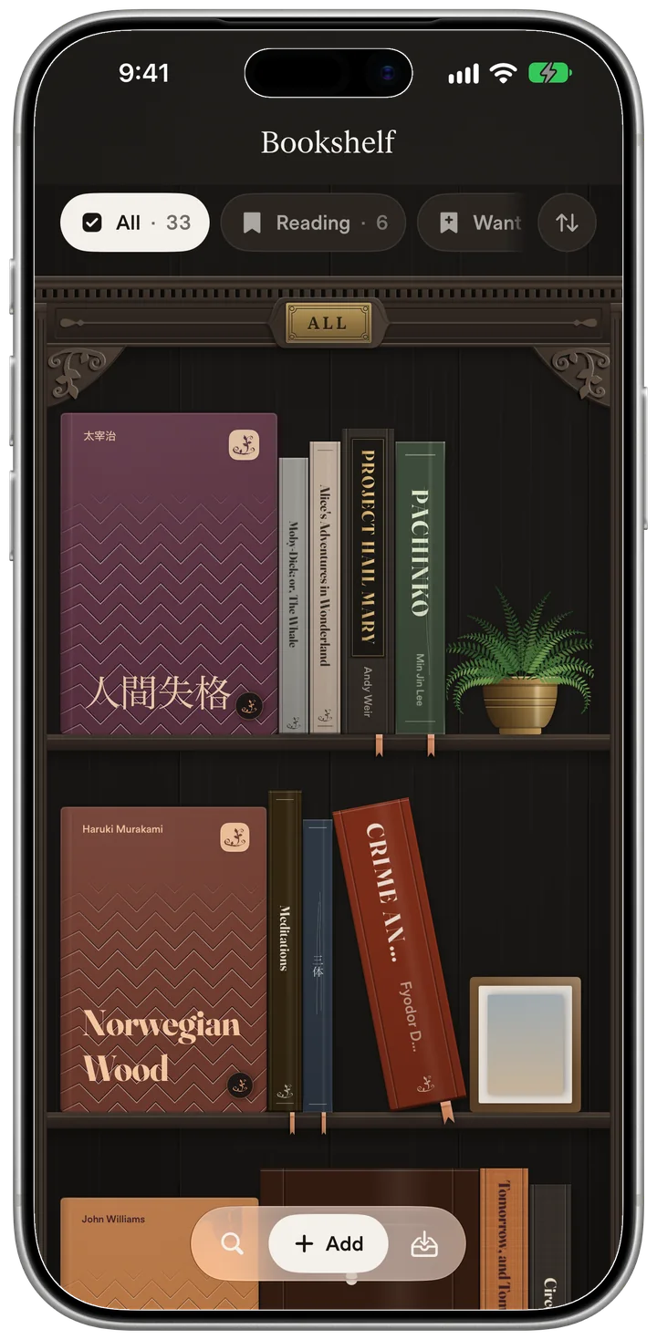The Bookshelf on iPhone