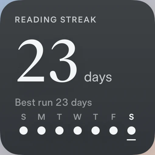 Reading streak widget